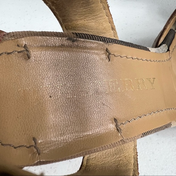Burberry Brown Leather Open Toe Ankle Strap Heeled Sandals Shoes Size 8.5 US - Picture 8 of 9